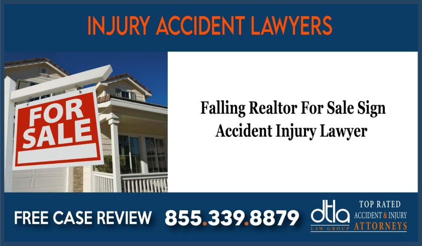 Falling Realtor For Sale Sign Accident Injury Lawyer attorney sue lawsuit compensation incident liability