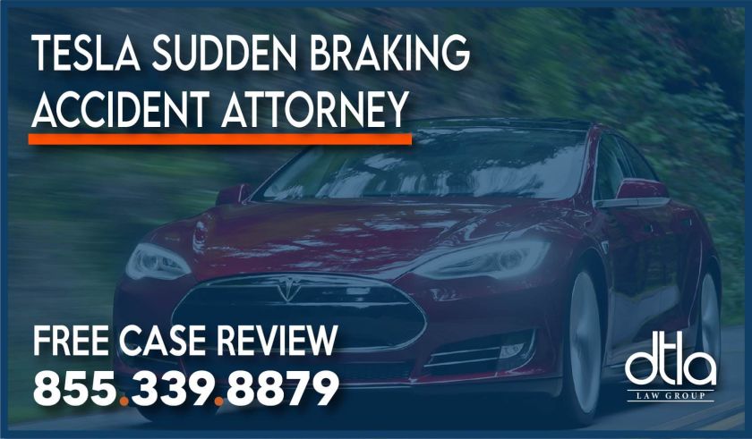 Tesla Sudden Braking Accident Attorney lawsuit lawyer sue compensation