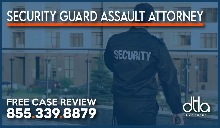 security guard assault lawyer attorney sue compensation lawsuit sue bouncer sentry threat