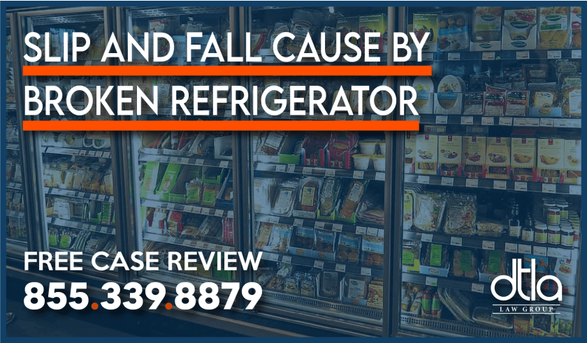 slip and fall cause by broken or defective refrigerator lawyer lawsuit sue compensation