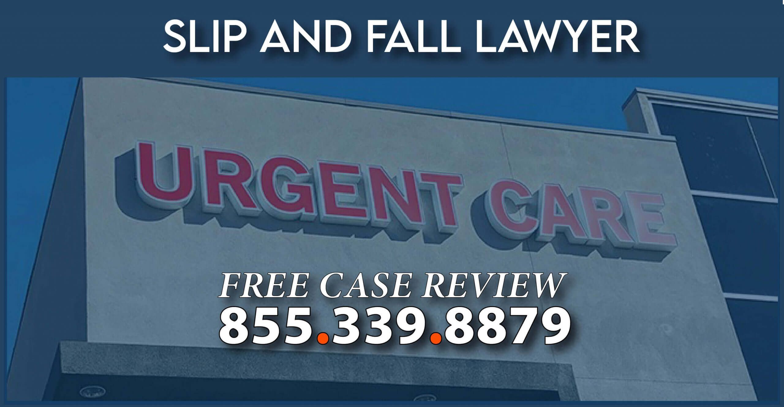 urgent care slip and fall lawyer bruise accident concussion sprain incident attorney sue compensation