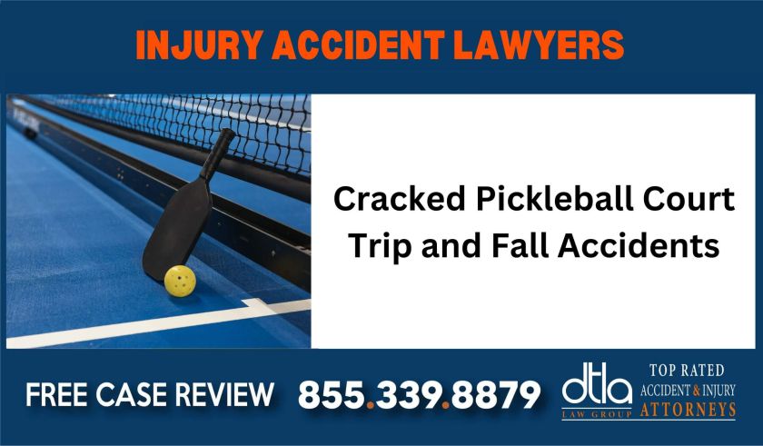 Cracked Pickleball Court Trip and Fall Accidents sue liability lawyer attorney