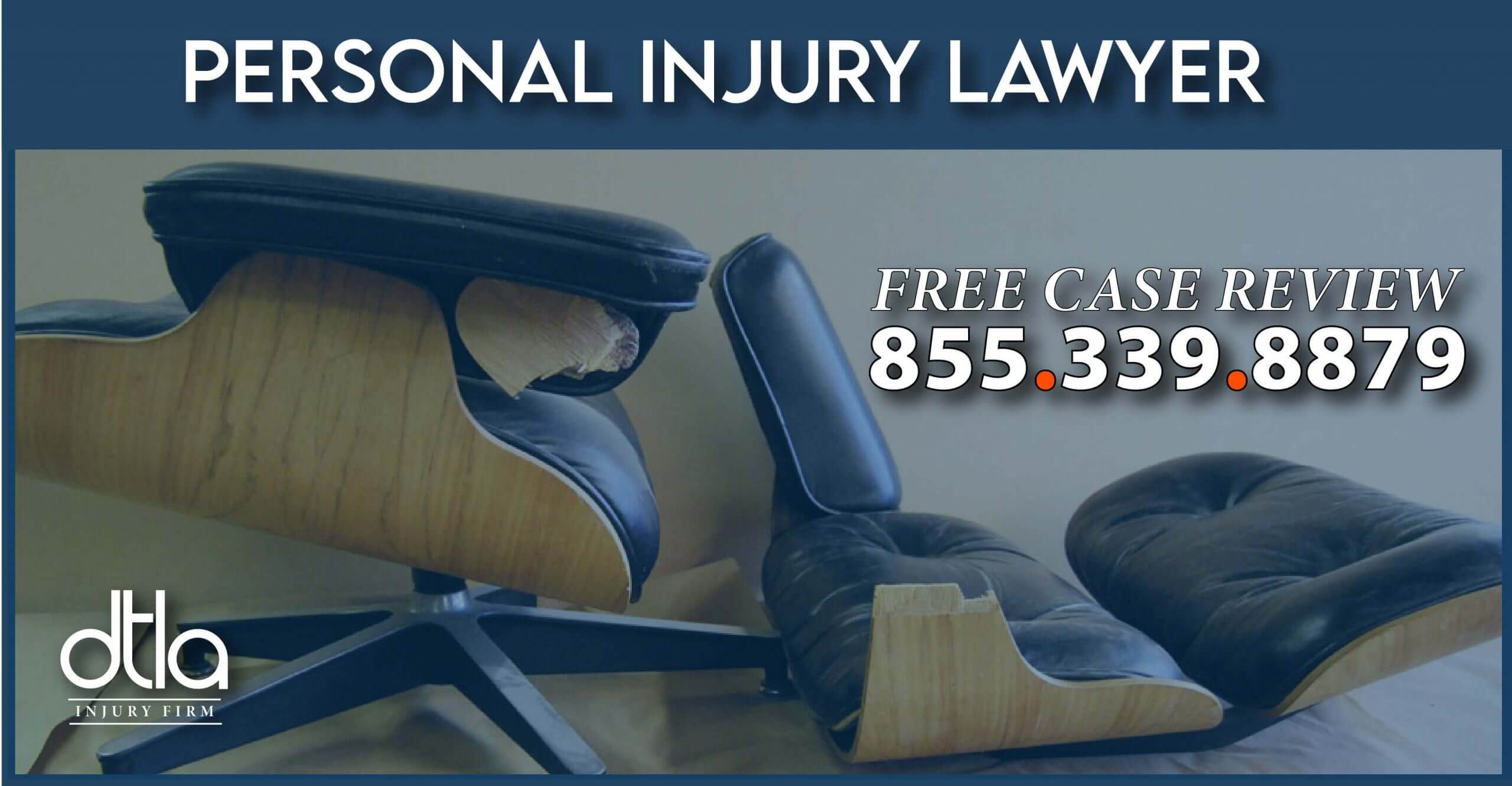 broken chair accident collapsed incident attorney personal injury compensation