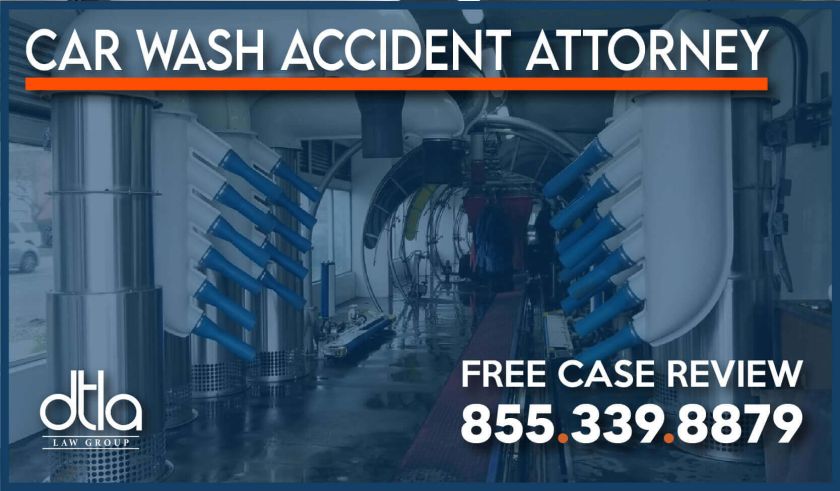 Car Wash Accident Attorney lawyer sue compensation slip and fall injury incident burns fracture