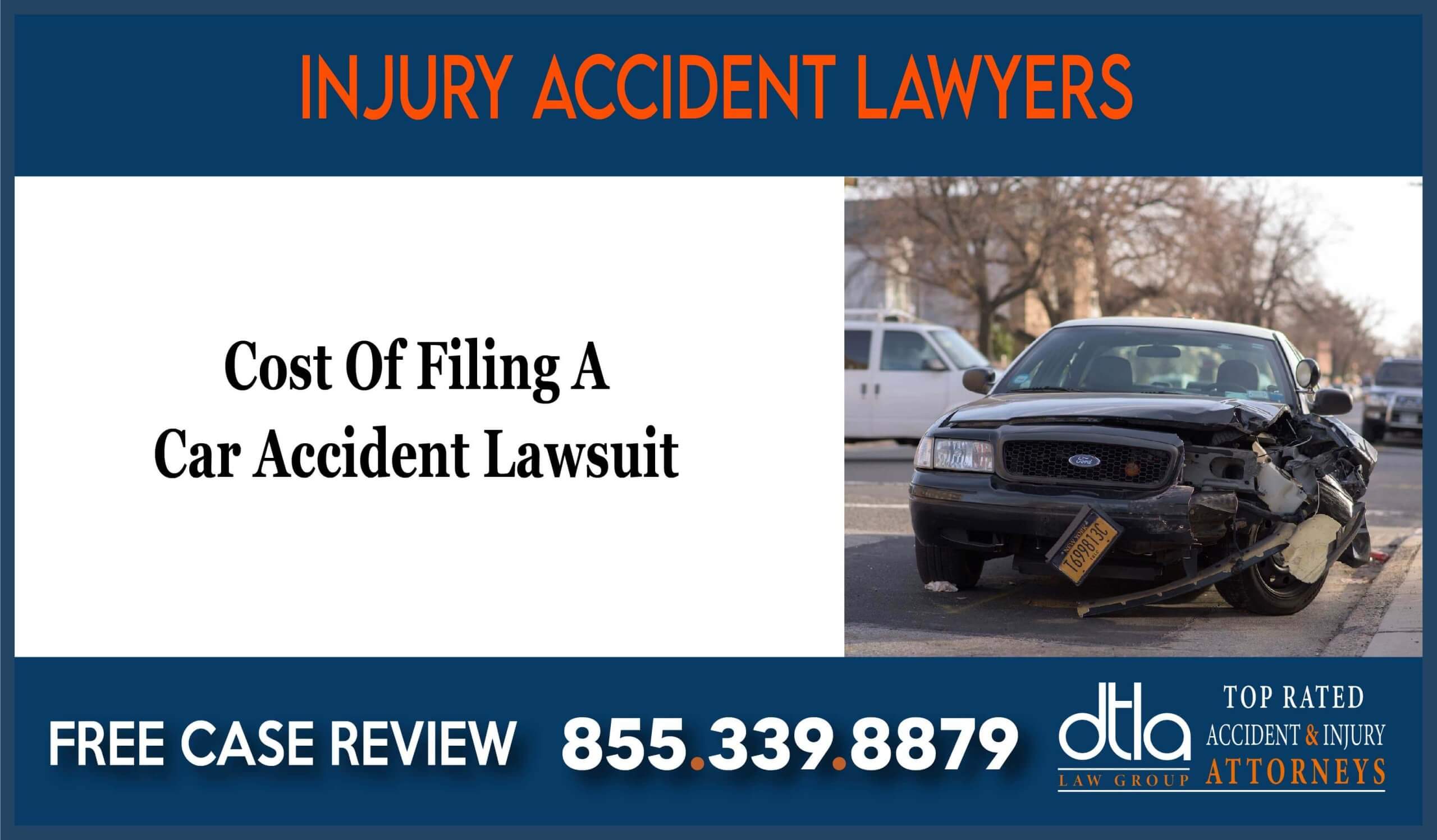 Cost of filing a car accident lawsuit lawyer attorney sue compensation