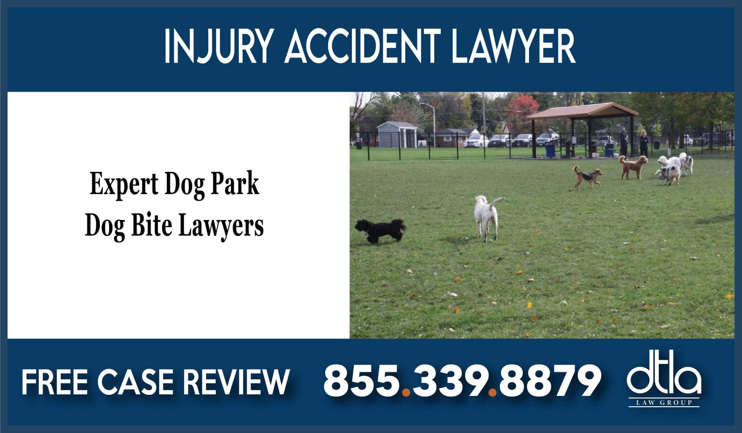 Expert Dog Park Dog Bite Lawyers lawsuit compensation liabiltiy attorney sue incident injury