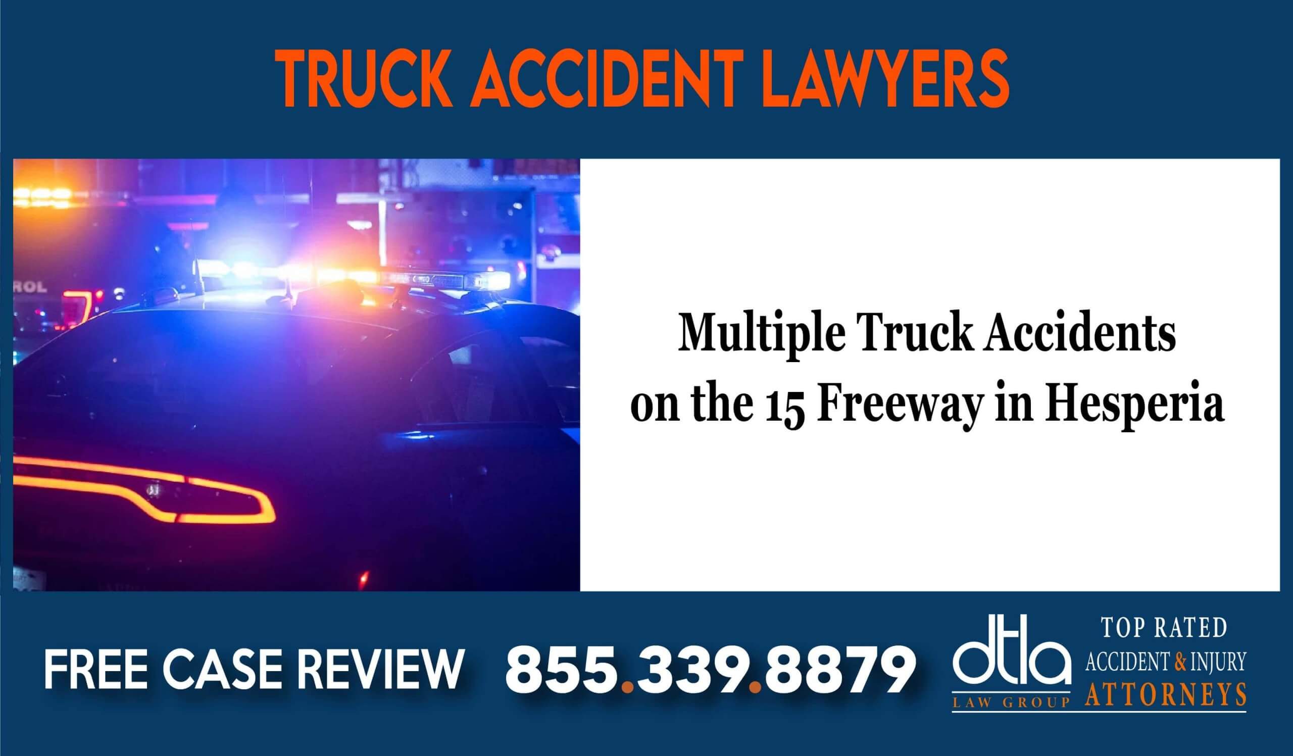 Multiple Truck Accidents on the 15 freeway in hesperia lawyer attorney sue lawsuit incident
