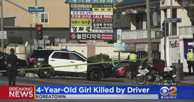 Young Girl Dead after being struck by an SUV in Koreatown